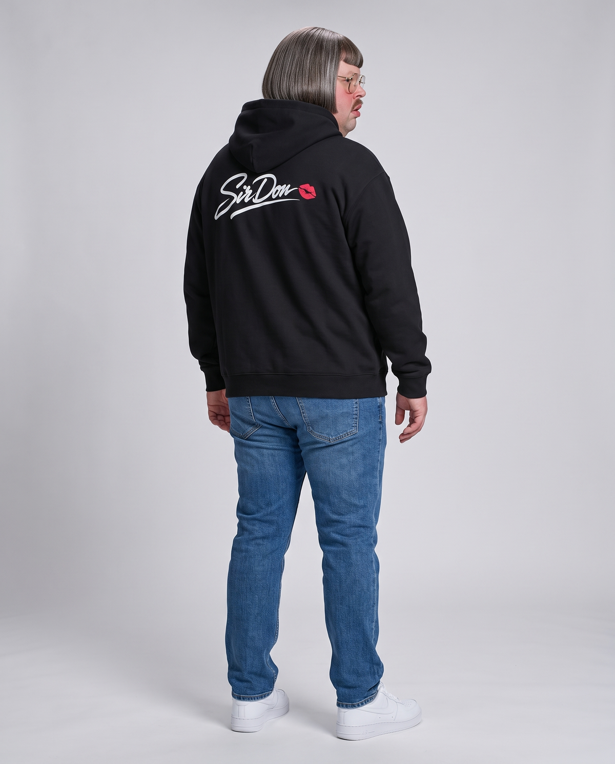 Sir Don wearing the Ask Your Mom Hoodie - back