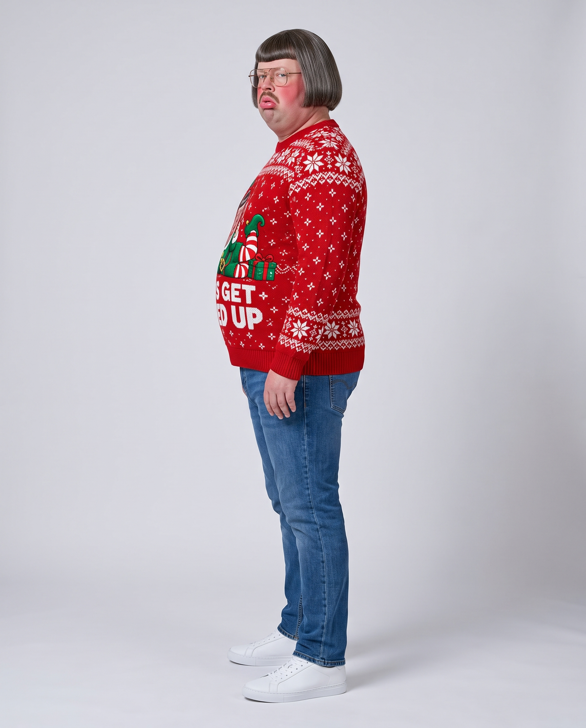 Sir Don wearing the Christmas Jumper - side