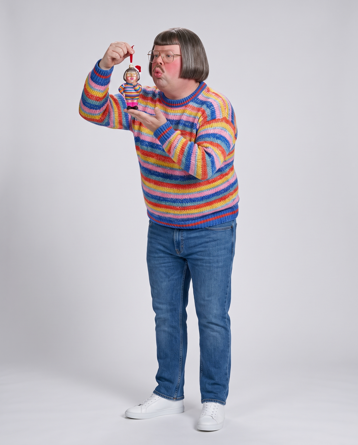 Sir Don holding the Christmas bauble